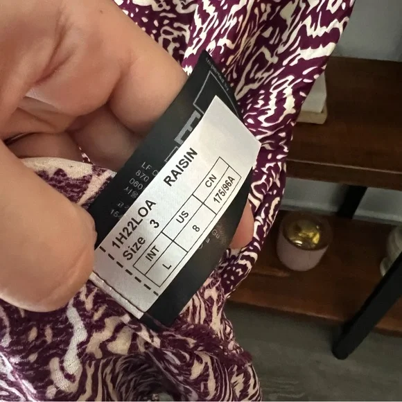 BA&SH Loa Midi dress in purple ivory print women’s size US 8 INT L - Picture 8 of 11